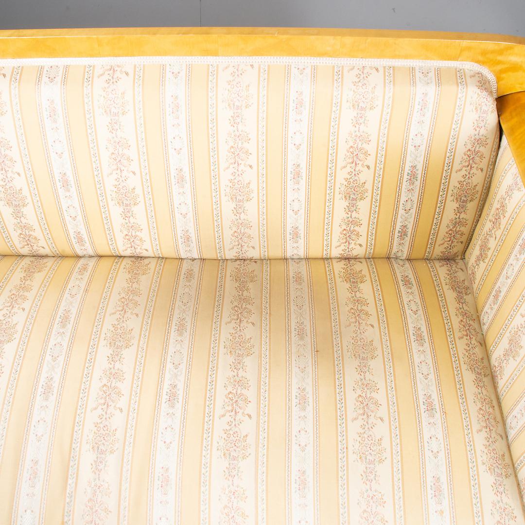 Veneer Biedermeier Sofa Couch Honey Color, 3-4 Seat, 19th Century Empire Swedish For Sale
