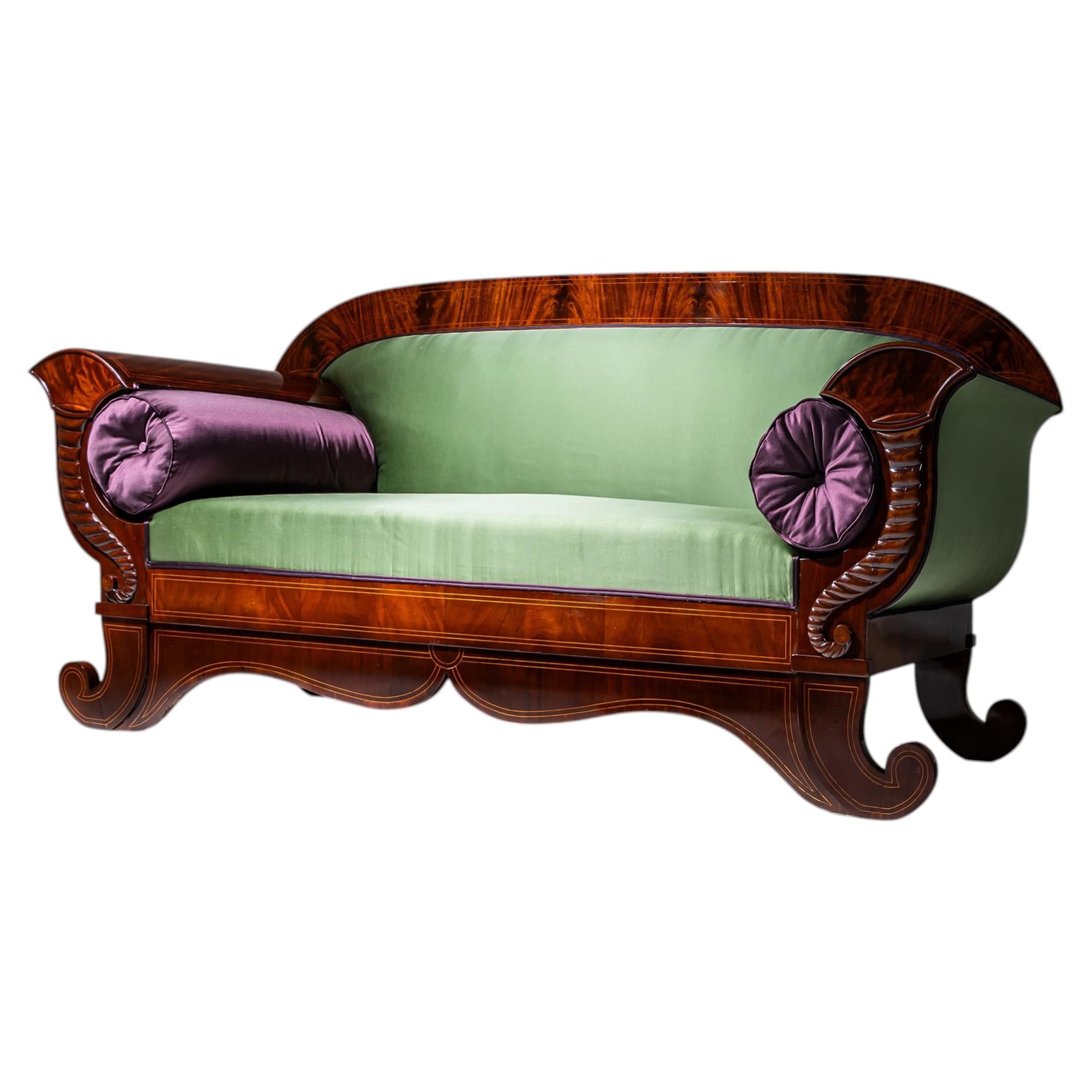 Biedermeier Sofa in Mahogany, Northern Germany, circa 1830 For Sale
