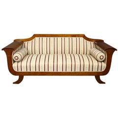 Biedermeier Sofa Settee 3-4 Seat Carved Arms Art Deco, Early 1900s, Swedish