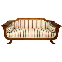 Biedermeier Sofa Settee Couch 3-4 Seat Carved Arms Art Deco Swedish, Early 1900s