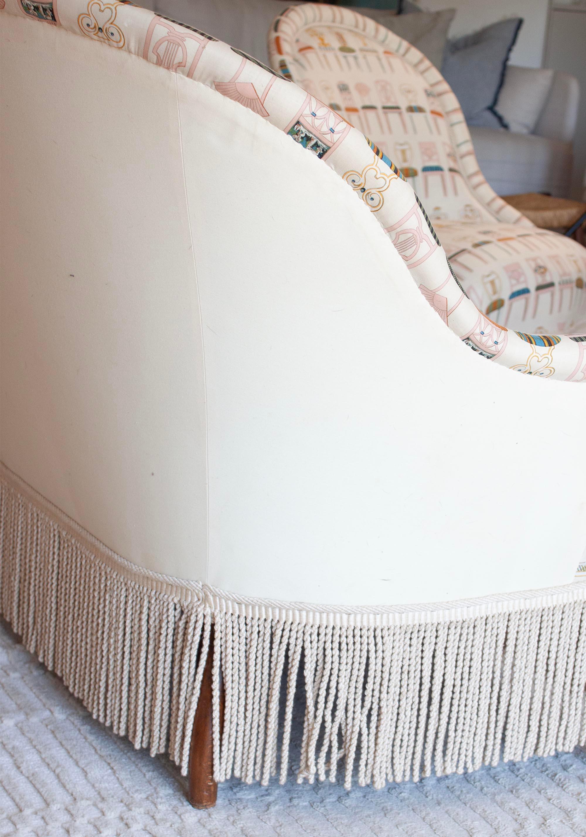Sofá Biedermeier, Dos Sillones Tapizados en Textil Motivo Silla Karl Lagerfeld en venta 11