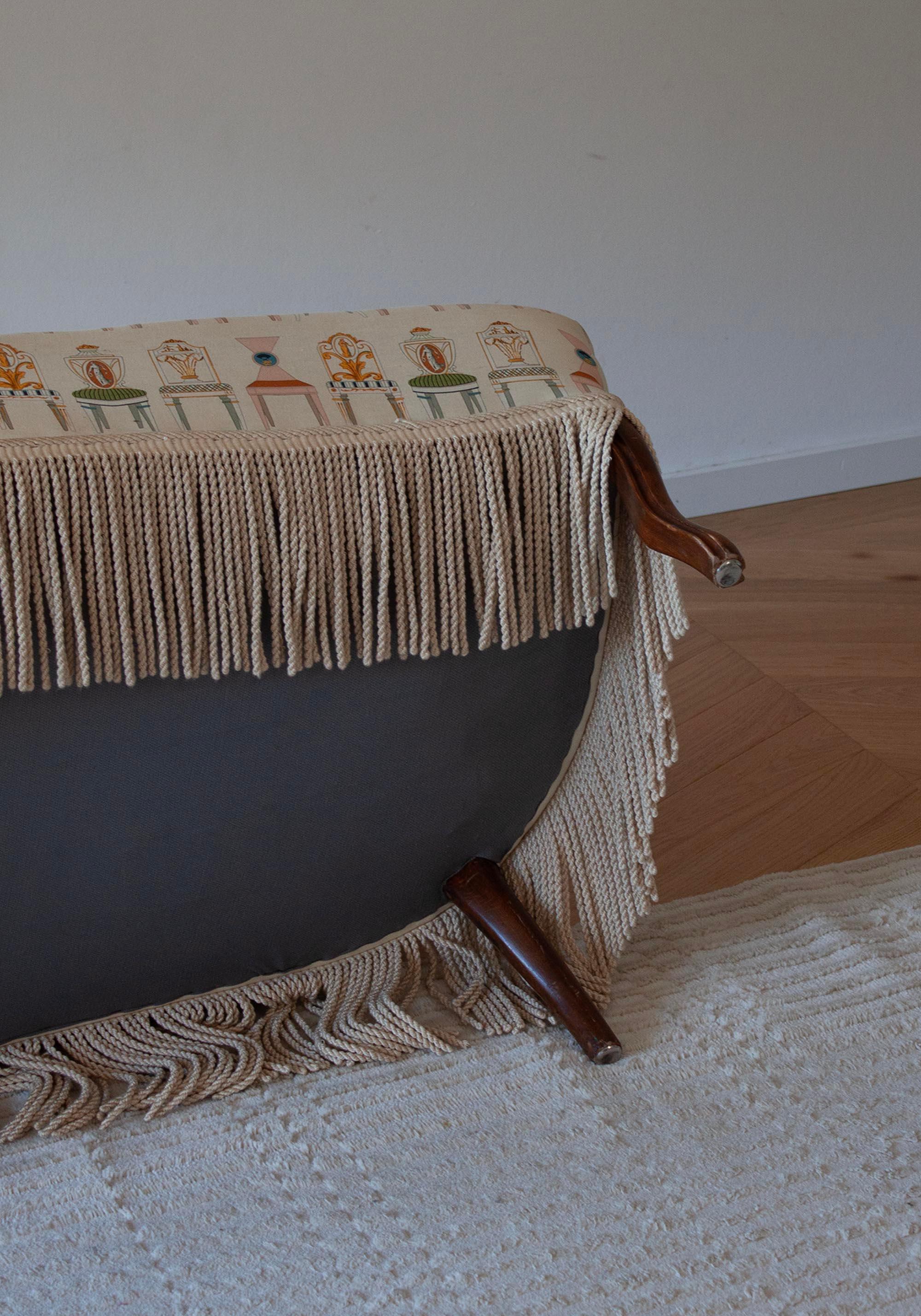Sofá Biedermeier, Dos Sillones Tapizados en Textil Motivo Silla Karl Lagerfeld en venta 12