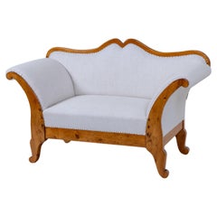 Biedermeier Sofa with antique white Linen Cover, Mid-19th Century