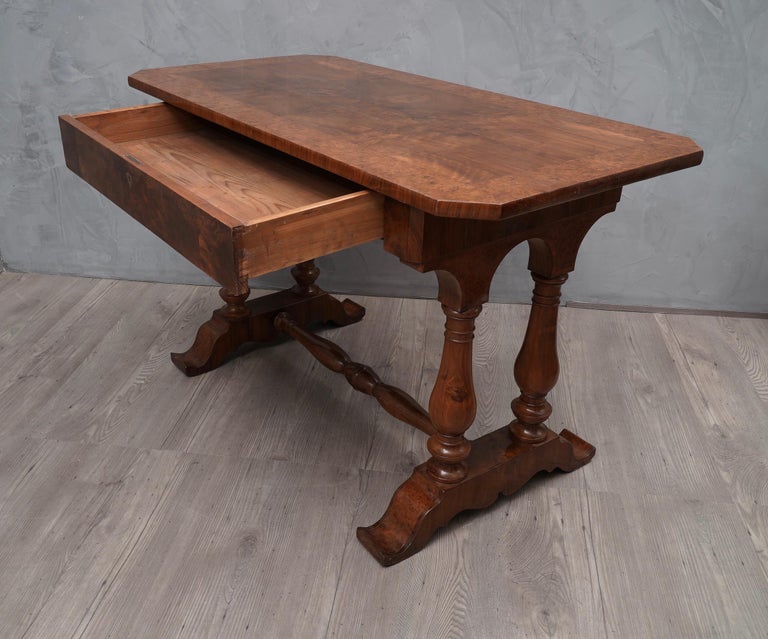 Poplar Biedermeier Square Walnut Wood Austrian Writing Desk, 1830 For Sale