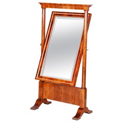 Biedermeier Standing Mirror Made in Austria circa 1810, Fully Restored Walnut