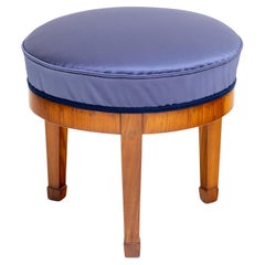 Biedermeier Stool with Satin Cover, c. 1820