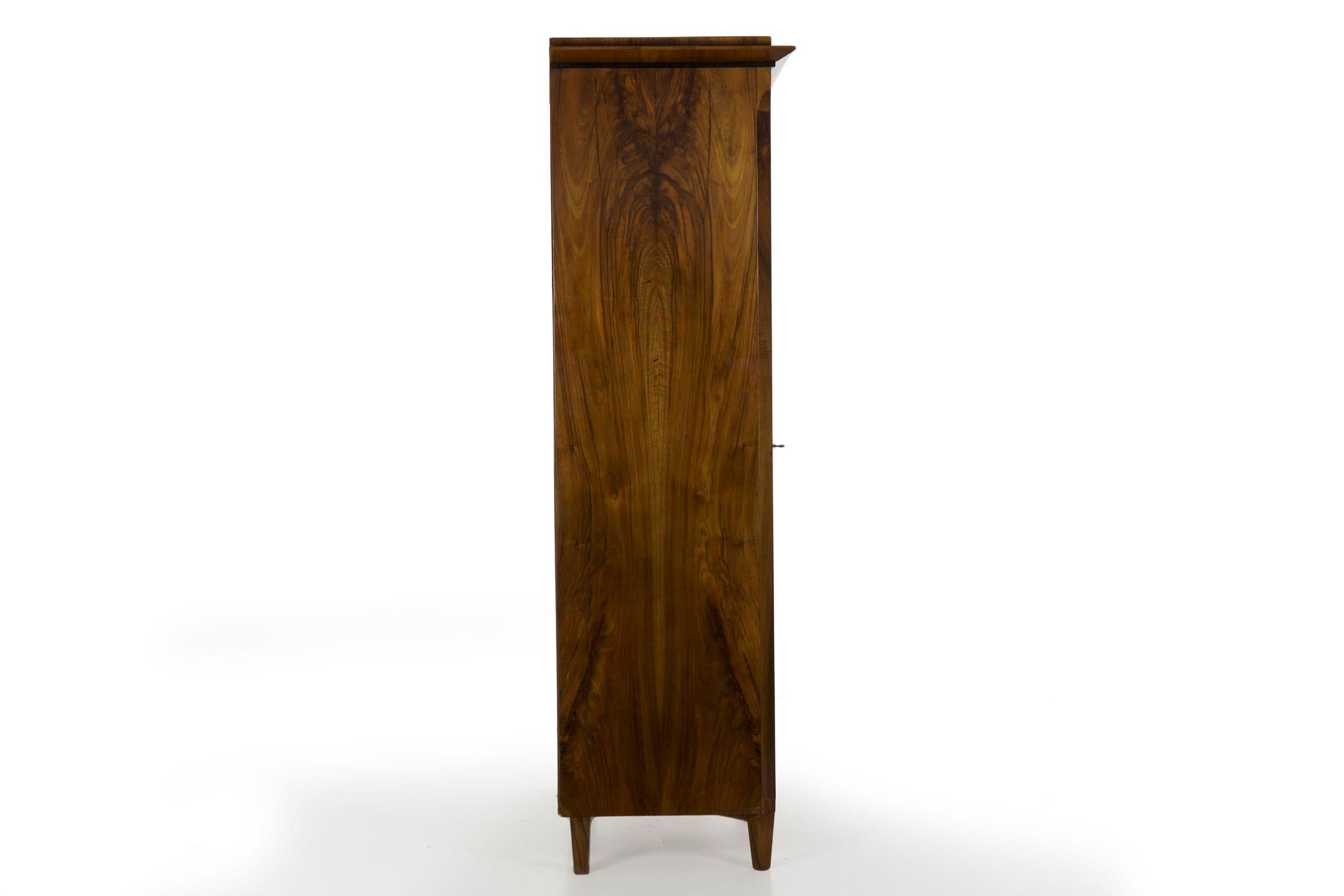 Biedermeier Style Antique Walnut Display Bookcase Cabinet Vitrine 9