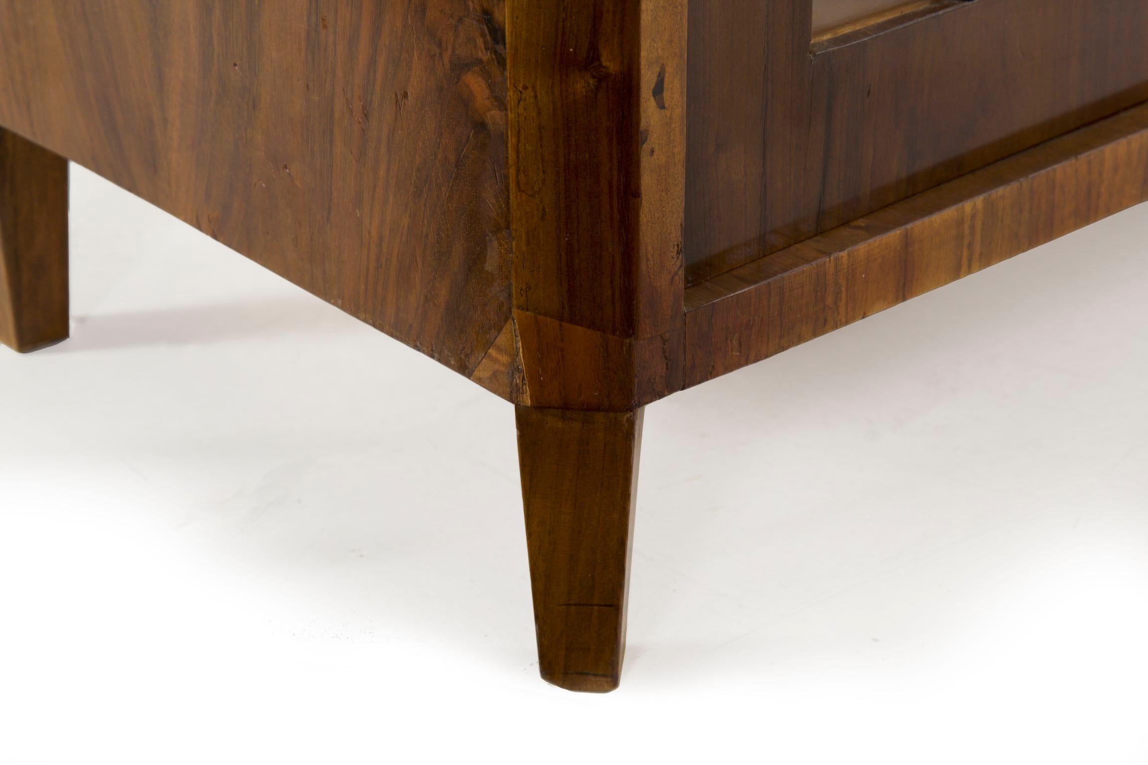 Biedermeier Style Antique Walnut Display Bookcase Cabinet Vitrine 14