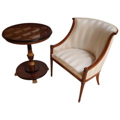Biedermeier Style Armchair and Side Table Set