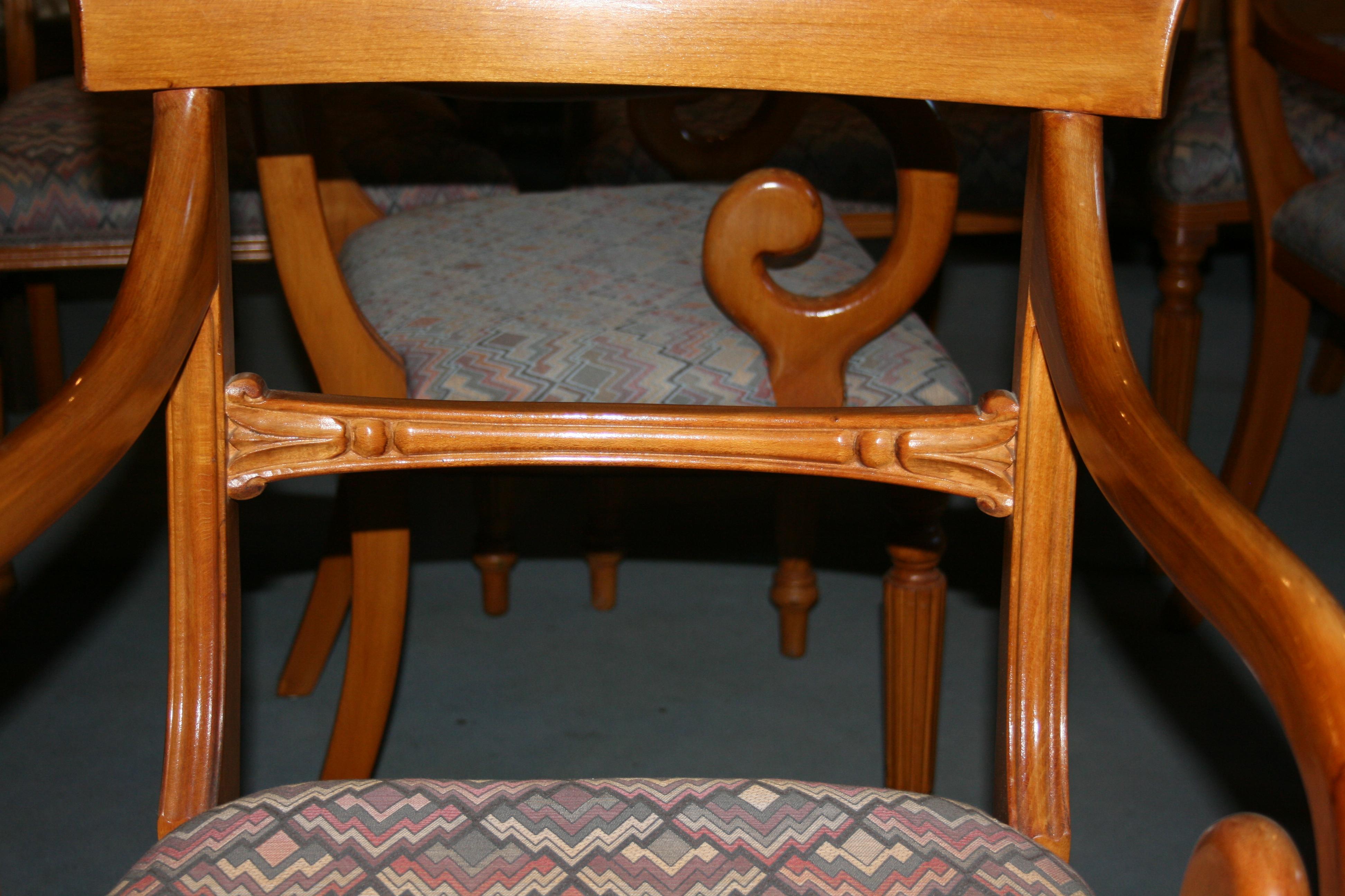 Biedermeier Style Armchair Group, Saber Chairs, set of 8 4