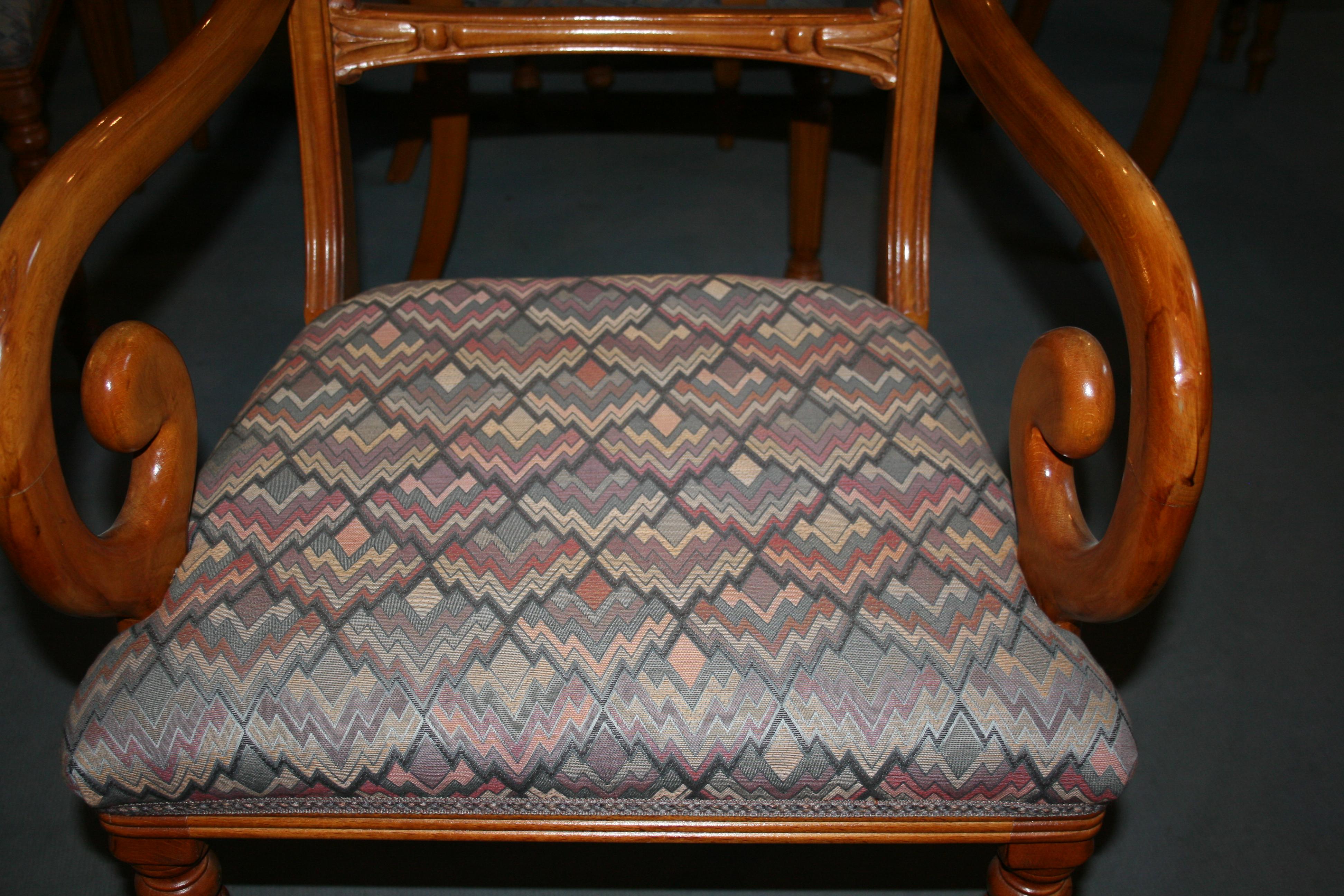 Biedermeier Style Armchair Group, Saber Chairs, set of 8 5