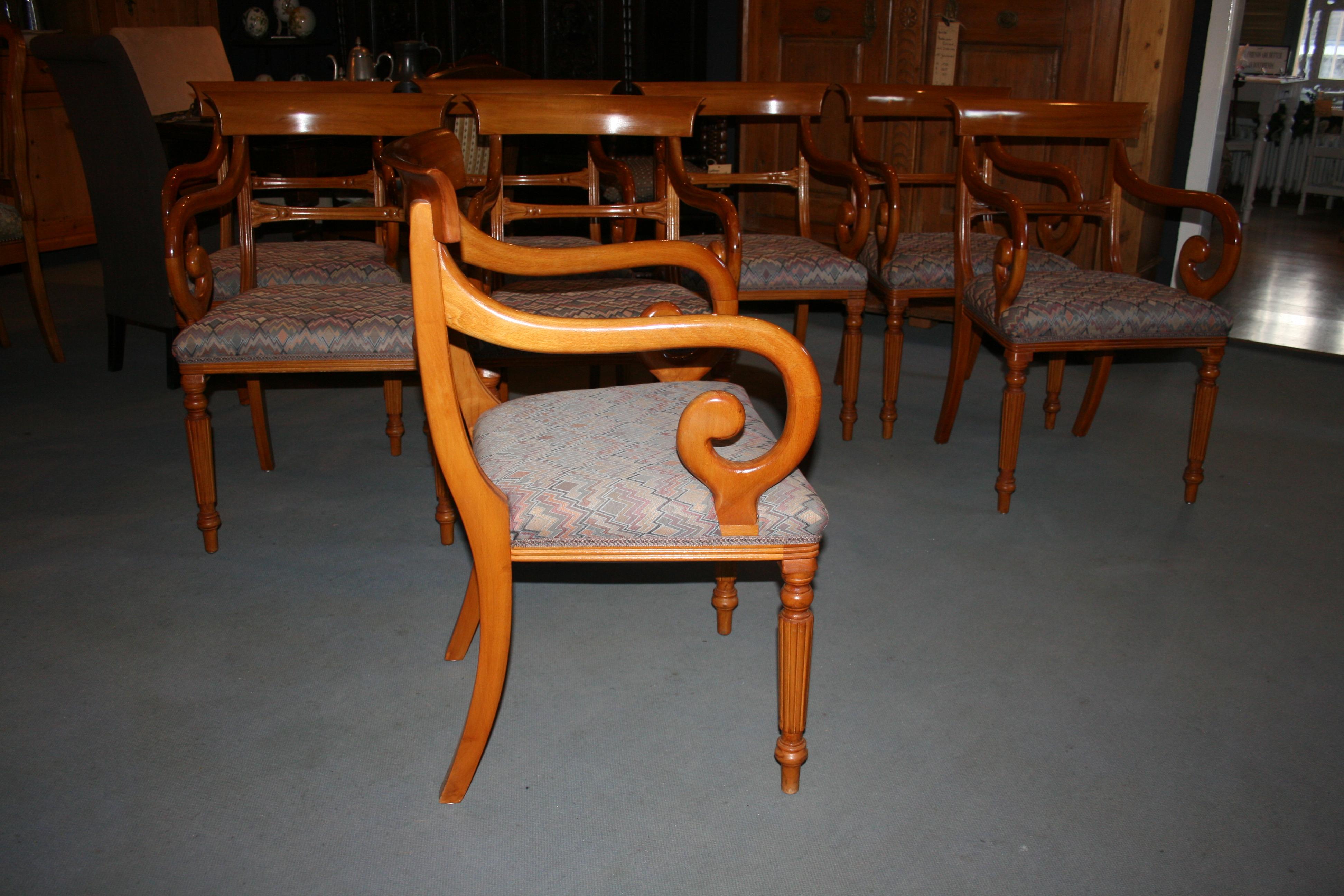 Biedermeier Style Armchair Group, Saber Chairs, set of 8 In Good Condition In Dusseldorf, DE