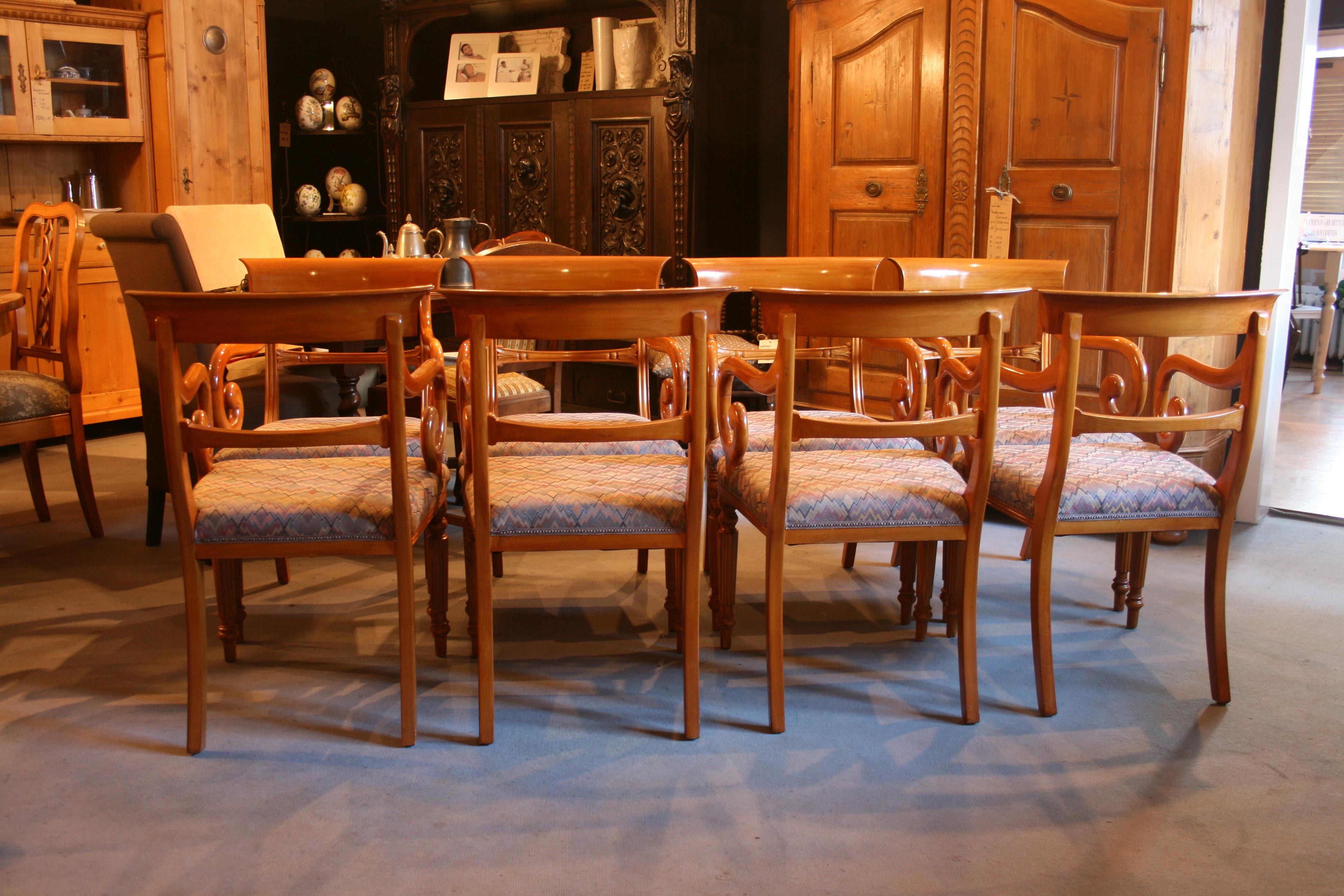 Bentwood Biedermeier Style Armchair Group, Saber Chairs, set of 8