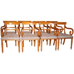 Biedermeier Style Armchair Group, Saber Chairs, set of 8