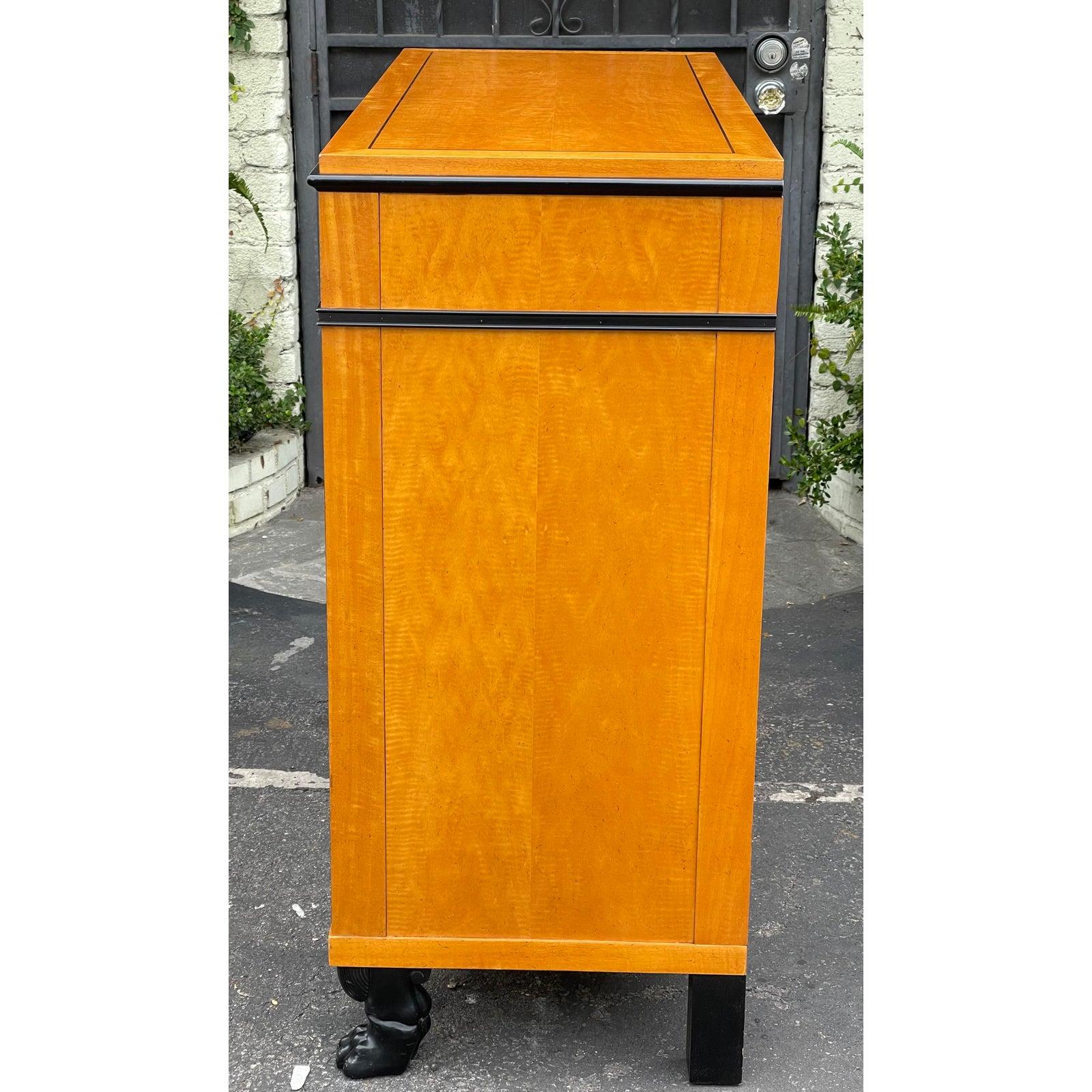 Biedermeier Style Baker Furniture Company Tiger Maple Commode Chest of Drawers In Good Condition In LOS ANGELES, CA