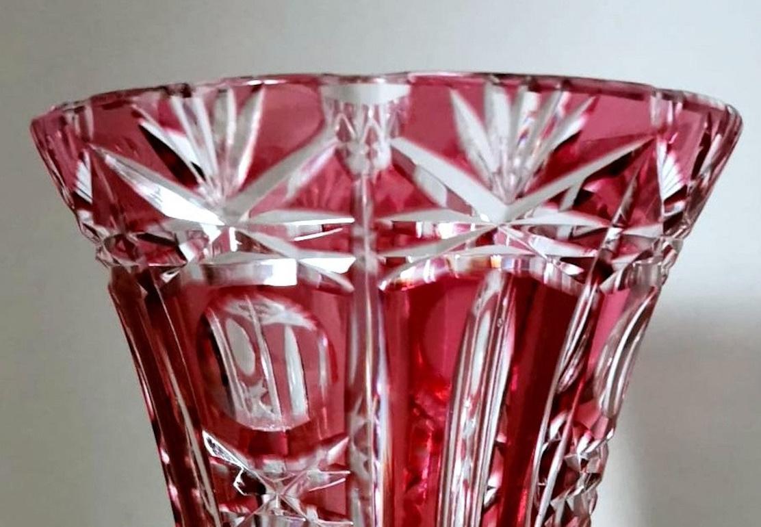 Biedermeier Style Bohemia Cut And Ground Red Crystal Vase For Sale 6