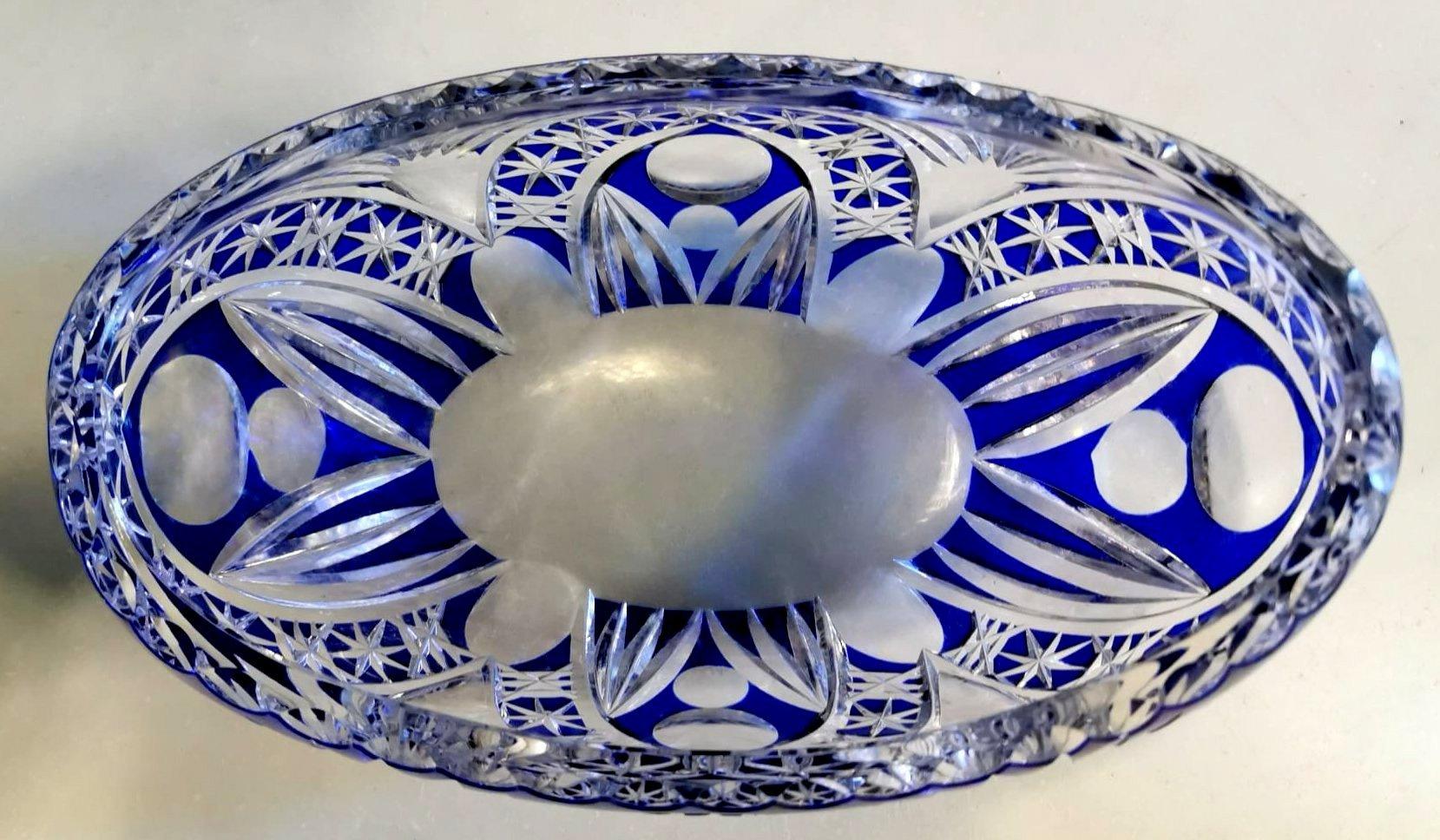 blue cut crystal bowl