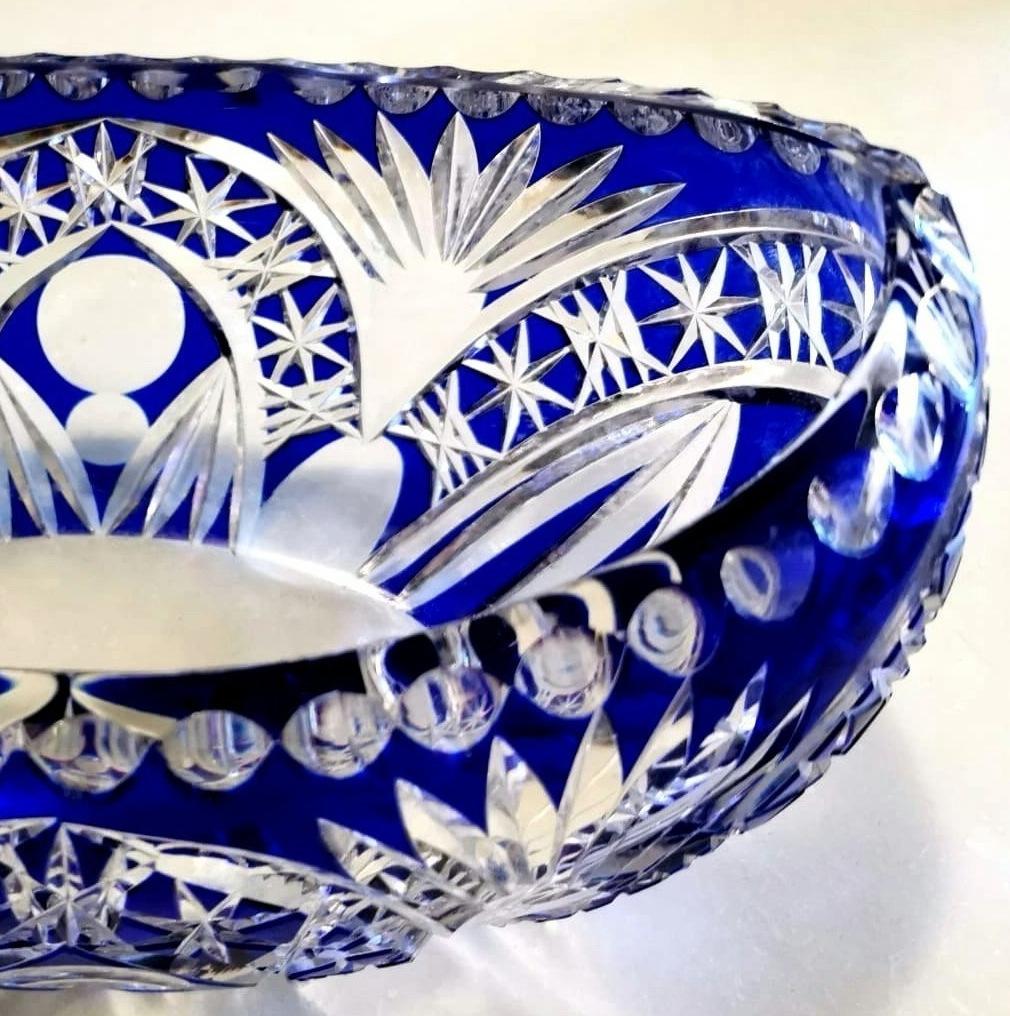 blue cut glass bowl