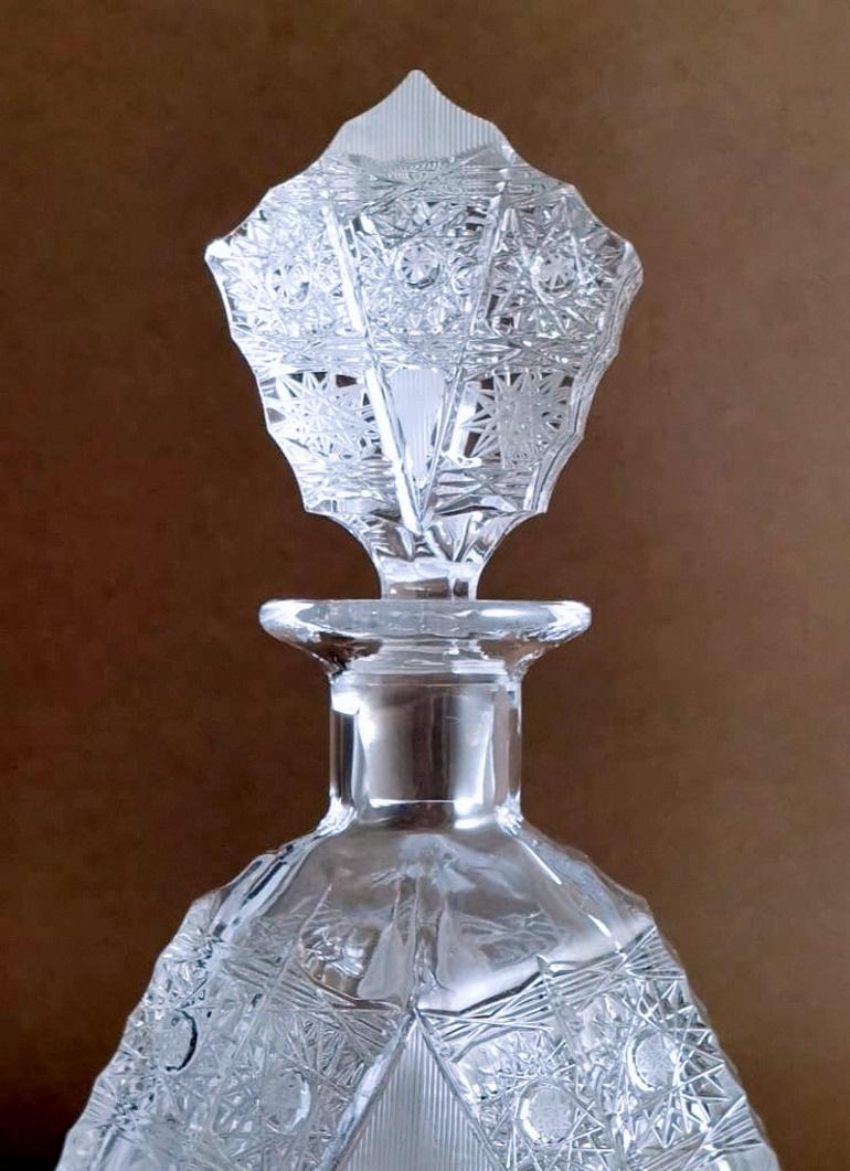 Likörflasche aus Kristall im Biedermeier-Stil mit böhmischem Schliff und Grund im Angebot 4