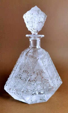 Biedermeier Style Bohemian Cut And Ground Crystal Liquor Bottle