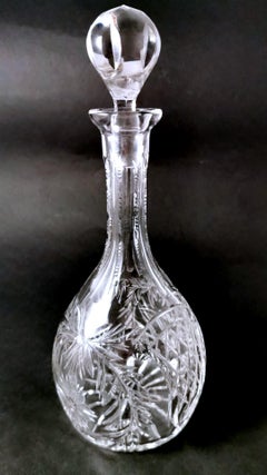 Biedermeier Style Bohemian Hand-Cut And Ground Crystal Liquor Bottle.