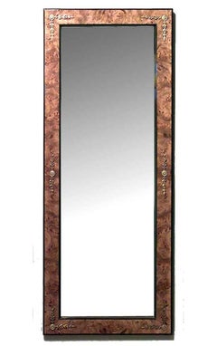 Biedermeier Burl Ash Wall Mirror with Bronze Trim, Danish Design