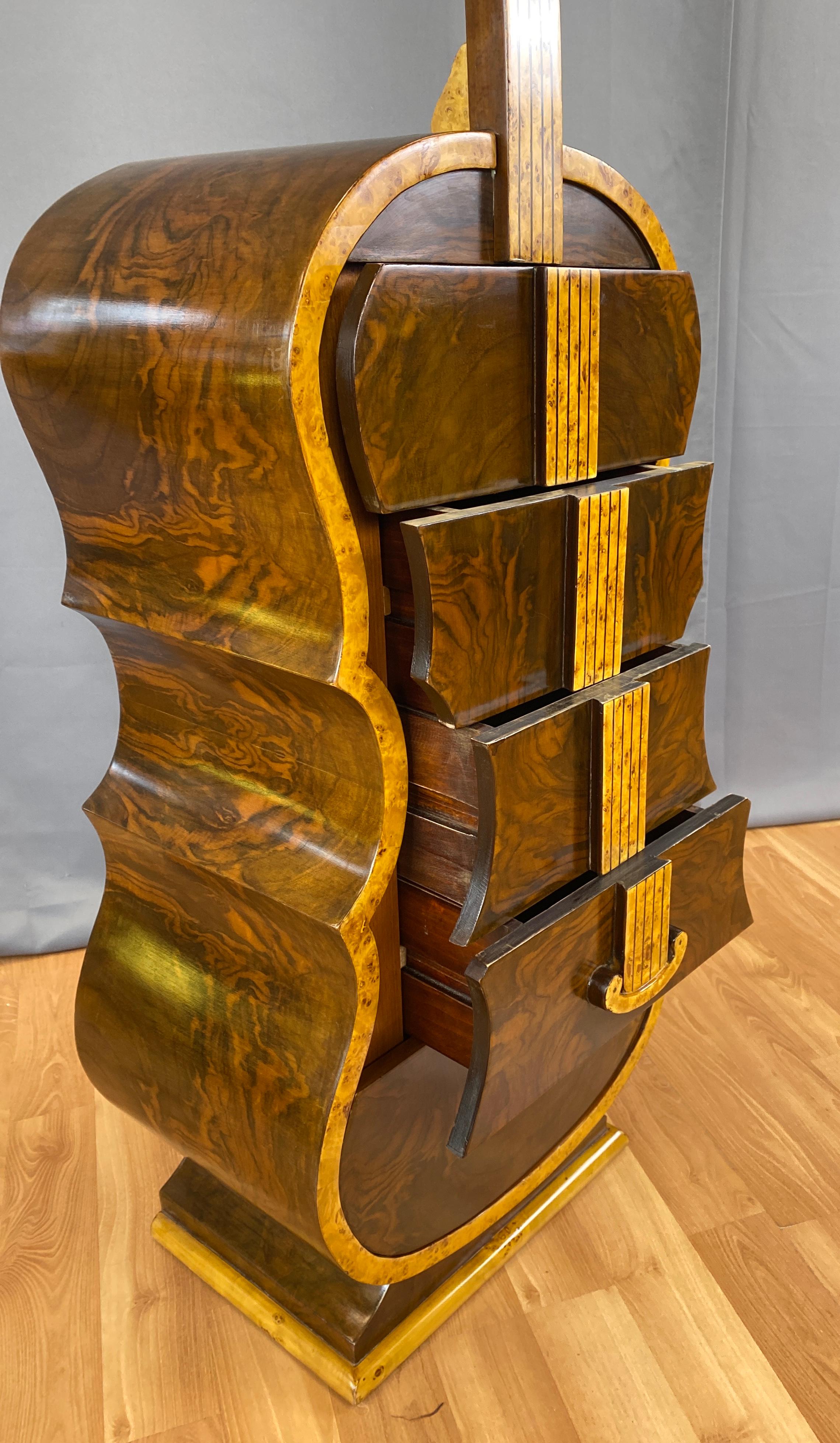 Biedermeier Style Burl-Wood Cello Chest of Drawers w/Hidden Cabinet 5