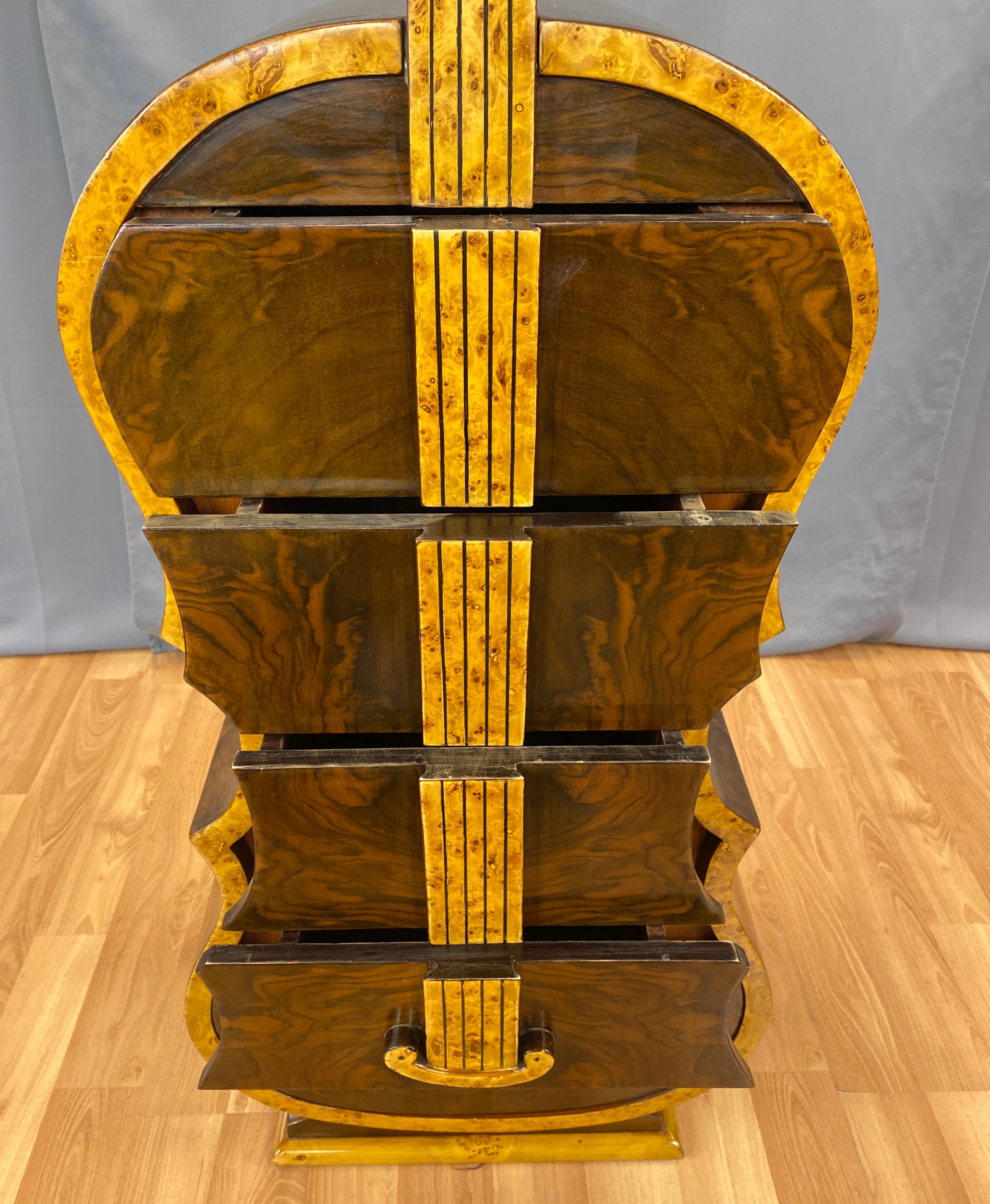 Biedermeier Style Burl-Wood Cello Chest of Drawers w/Hidden Cabinet For Sale 6