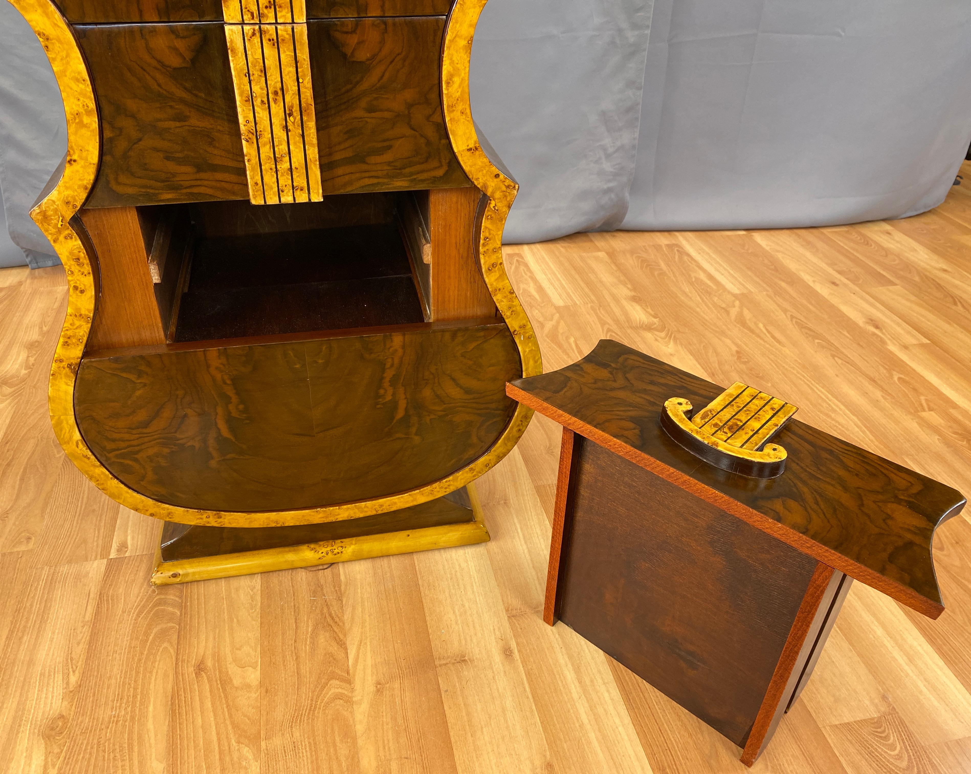 Biedermeier Style Burl-Wood Cello Chest of Drawers w/Hidden Cabinet For Sale 7