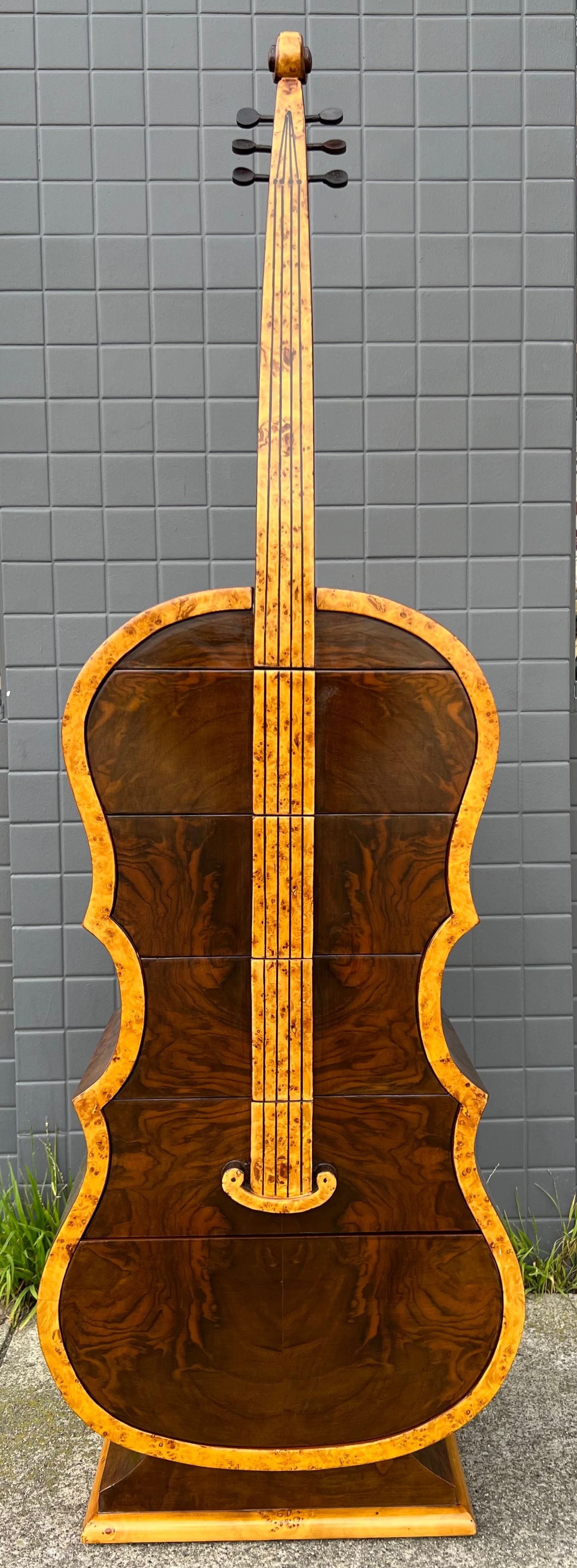 Biedermeier Style Burl-Wood Cello Chest of Drawers w/Hidden Cabinet 13