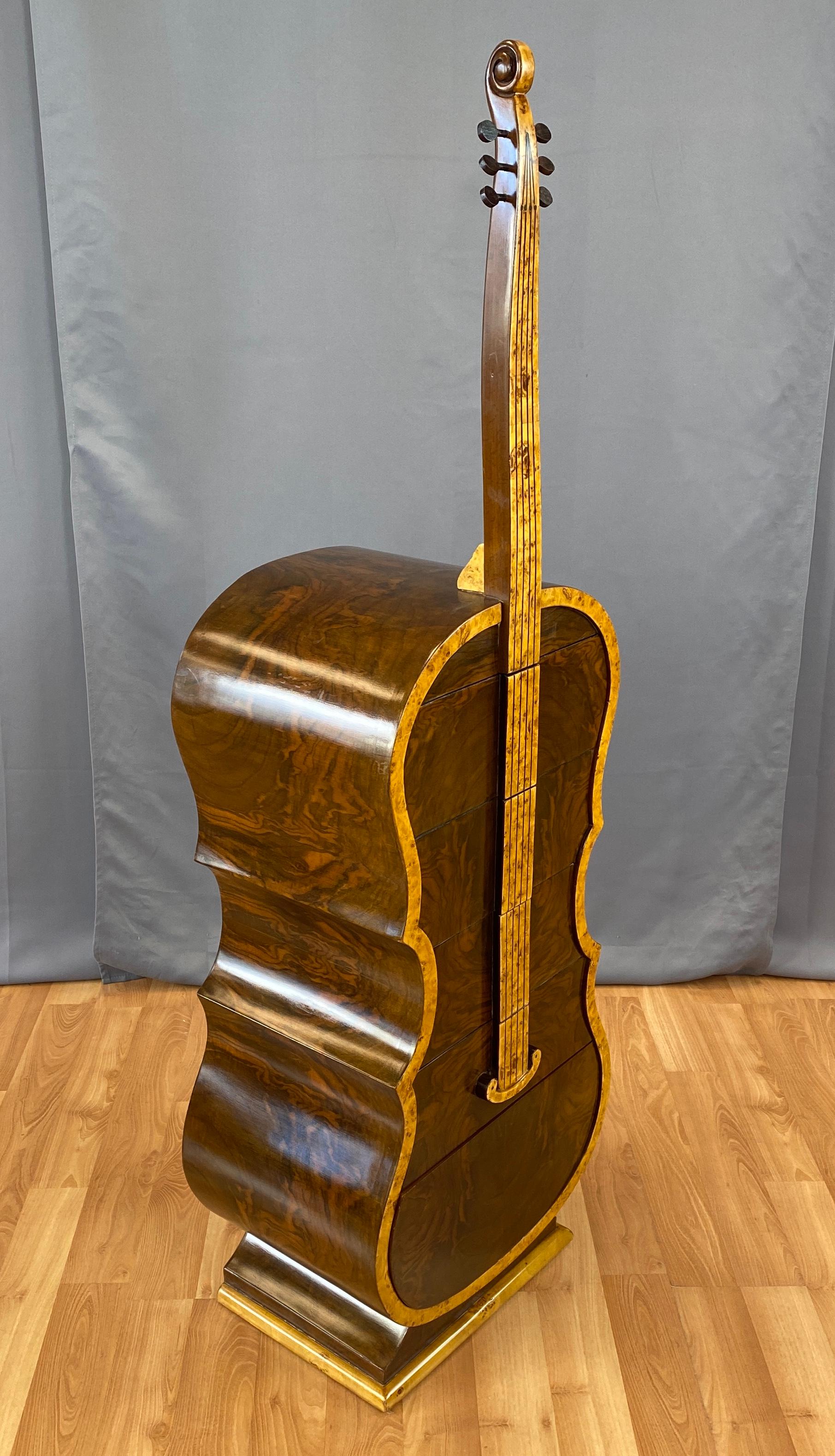 Unknown Biedermeier Style Burl-Wood Cello Chest of Drawers w/Hidden Cabinet