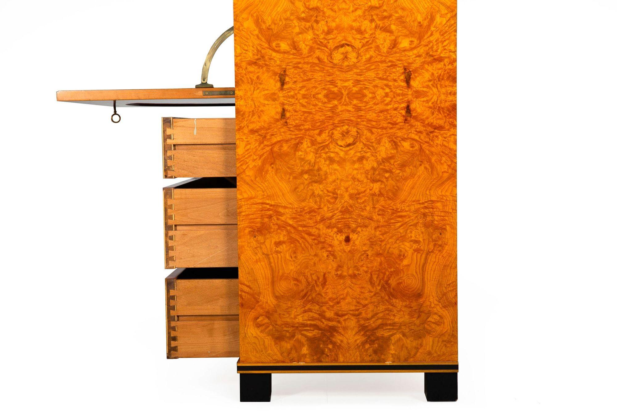 Biedermeier Style Burled Birchwood Secretary Desk by Colombo Mobili For Sale 4