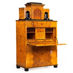 Biedermeier Style Burled Birchwood Secretary Desk by Colombo Mobili
