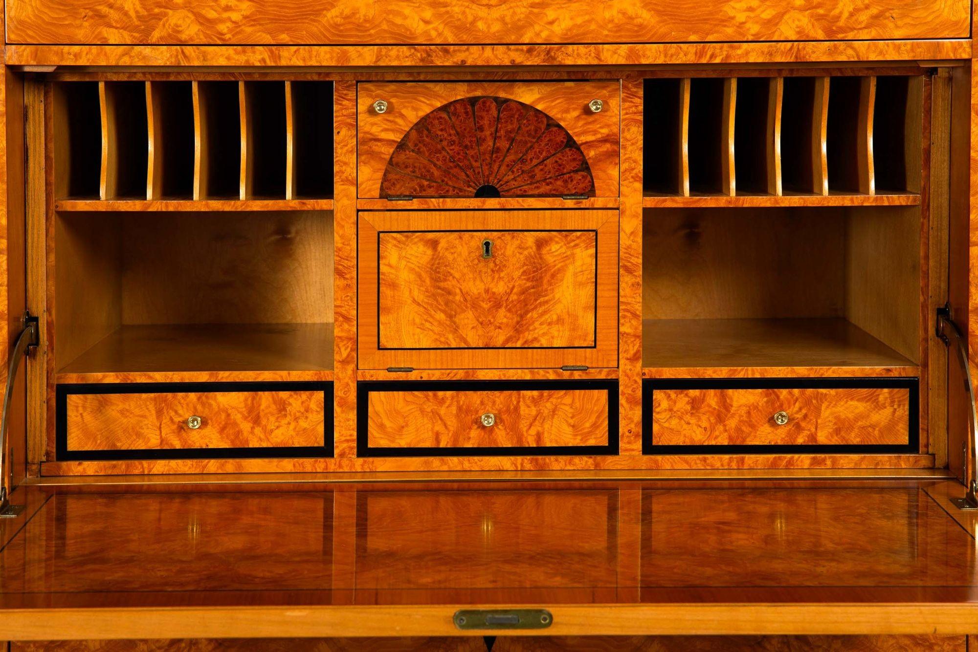 Biedermeier Style Burled Birchwood Secretary Desk by Colombo Mobili For Sale 2