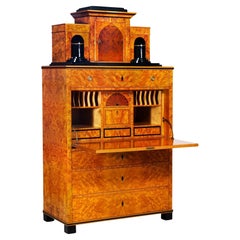Secrétaire de style Biedermeier en bouleau brossé de Colombo Mobili
