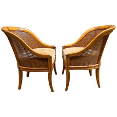 Biedermeier Style Cane Back and Ormolu Slipper Chairs, a Pair