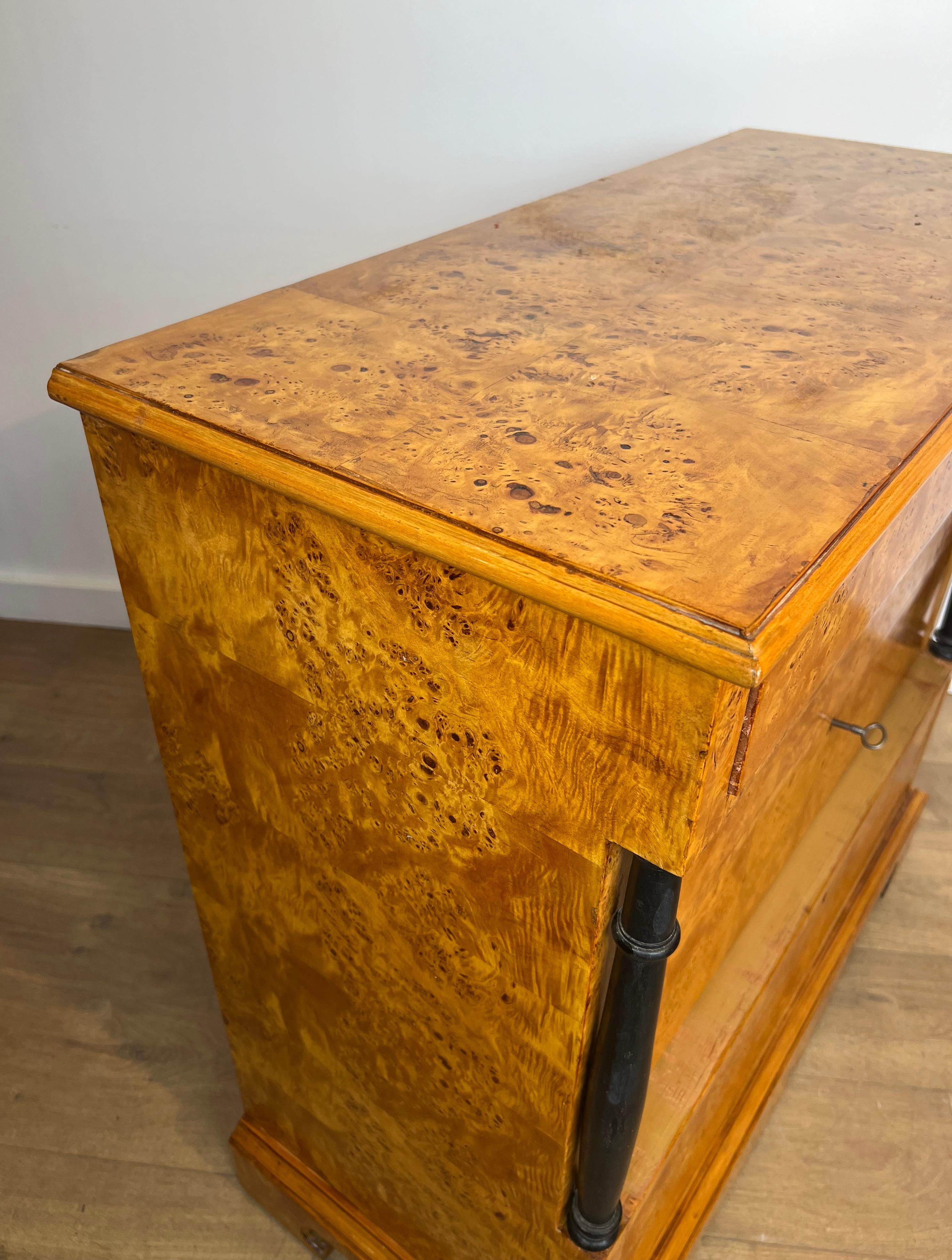 Biedermeier Style Chest of Drawers With Four Drawers in Maple. For Sale 7