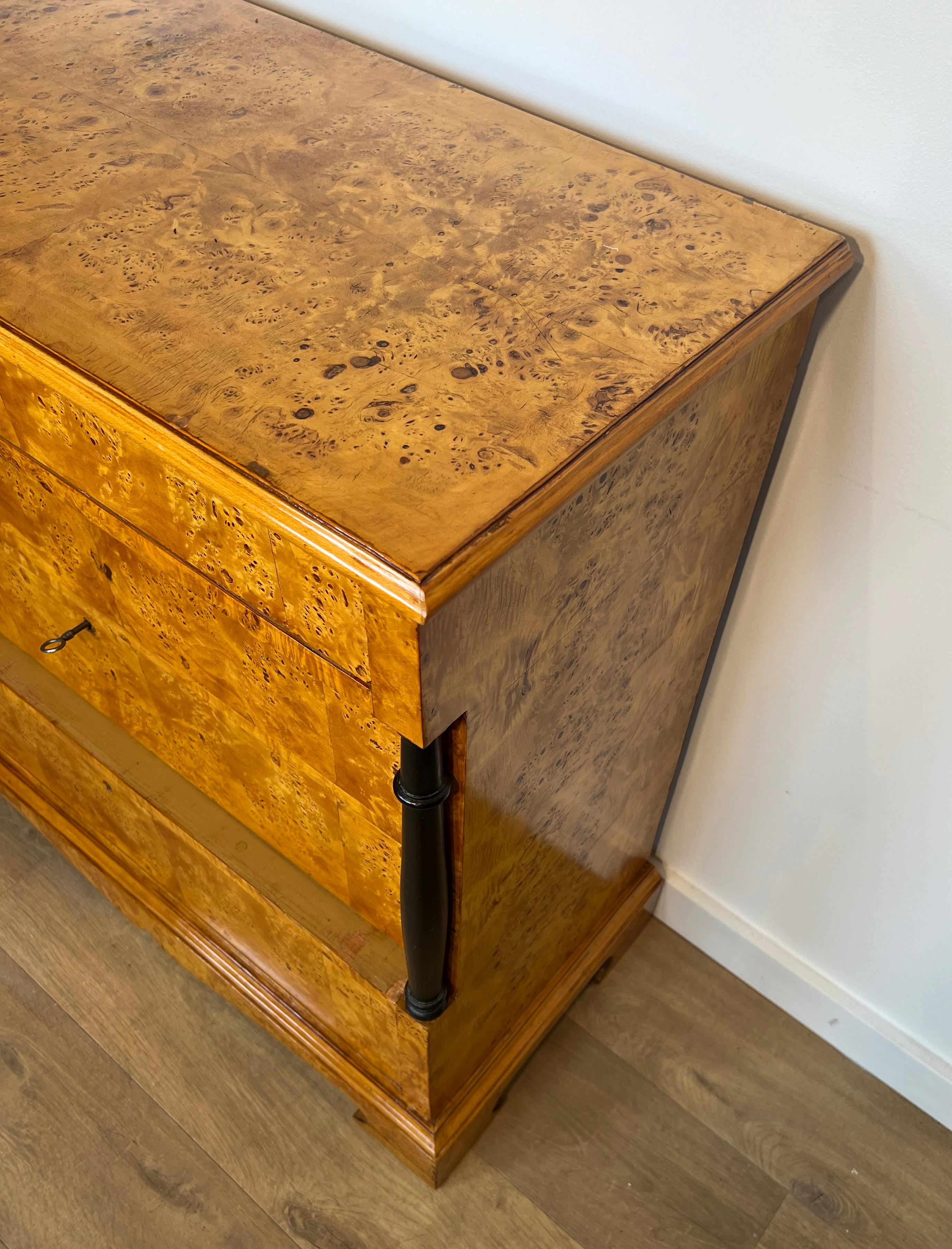 Biedermeier Style Chest of Drawers With Four Drawers in Maple. For Sale 9