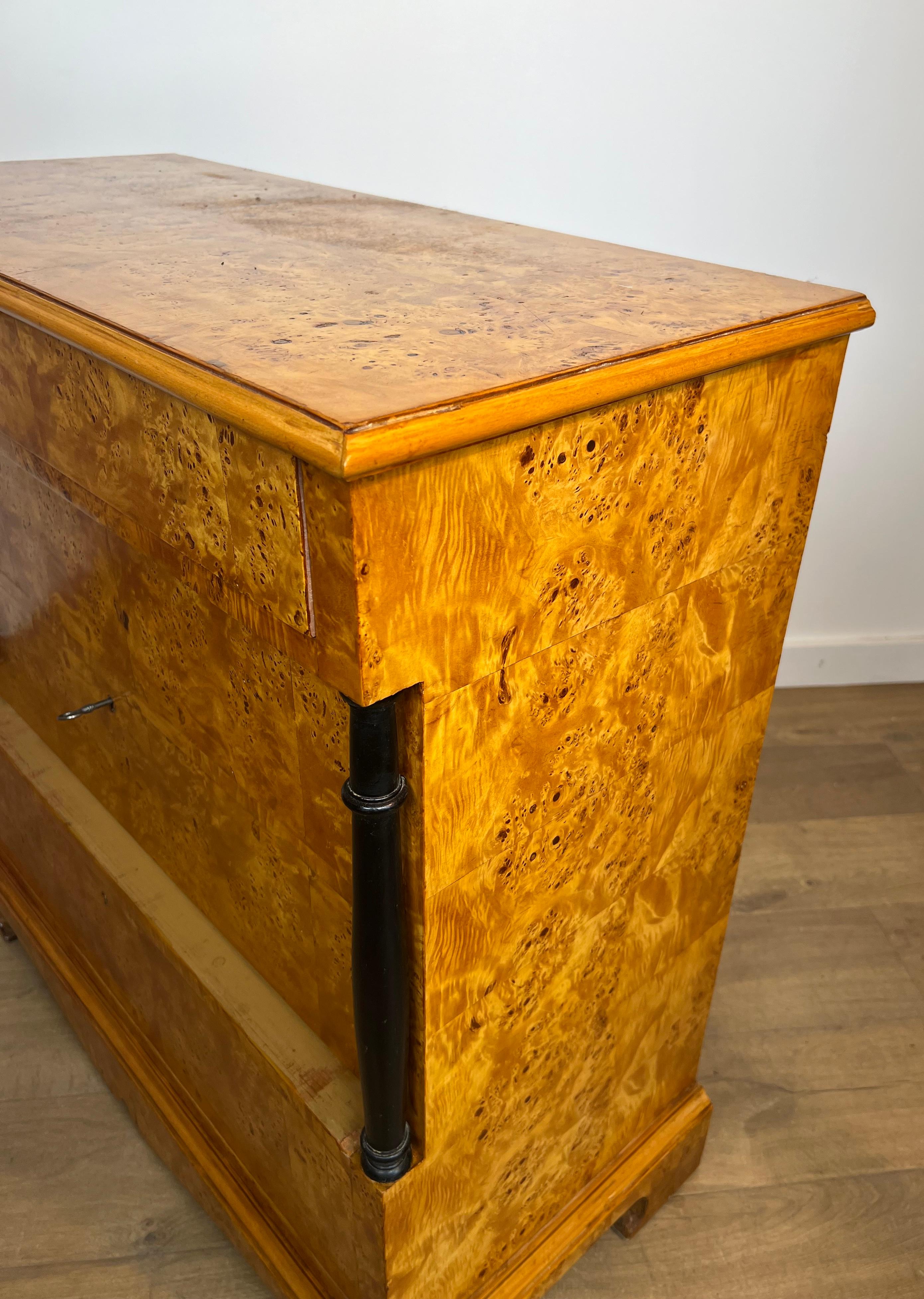 Biedermeier Style Chest of Drawers With Four Drawers in Maple. For Sale 10