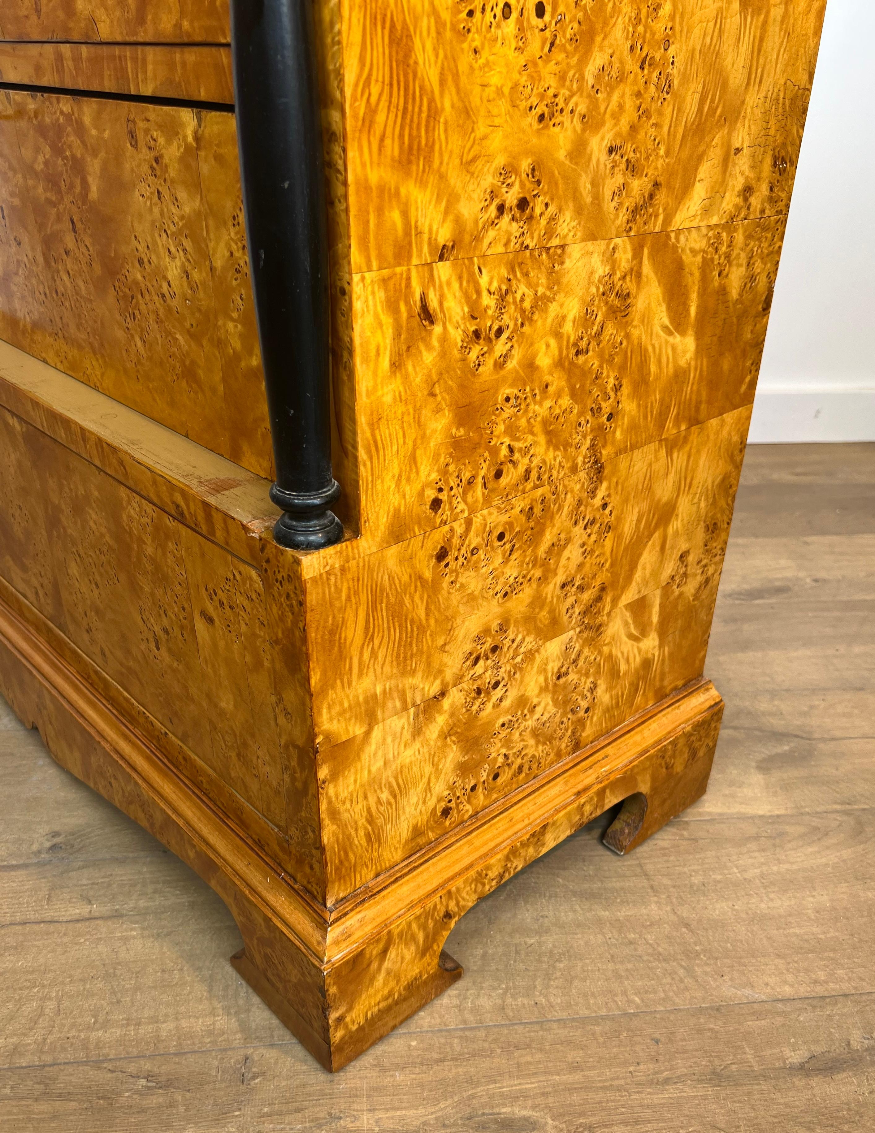 Biedermeier Style Chest of Drawers With Four Drawers in Maple. For Sale 11