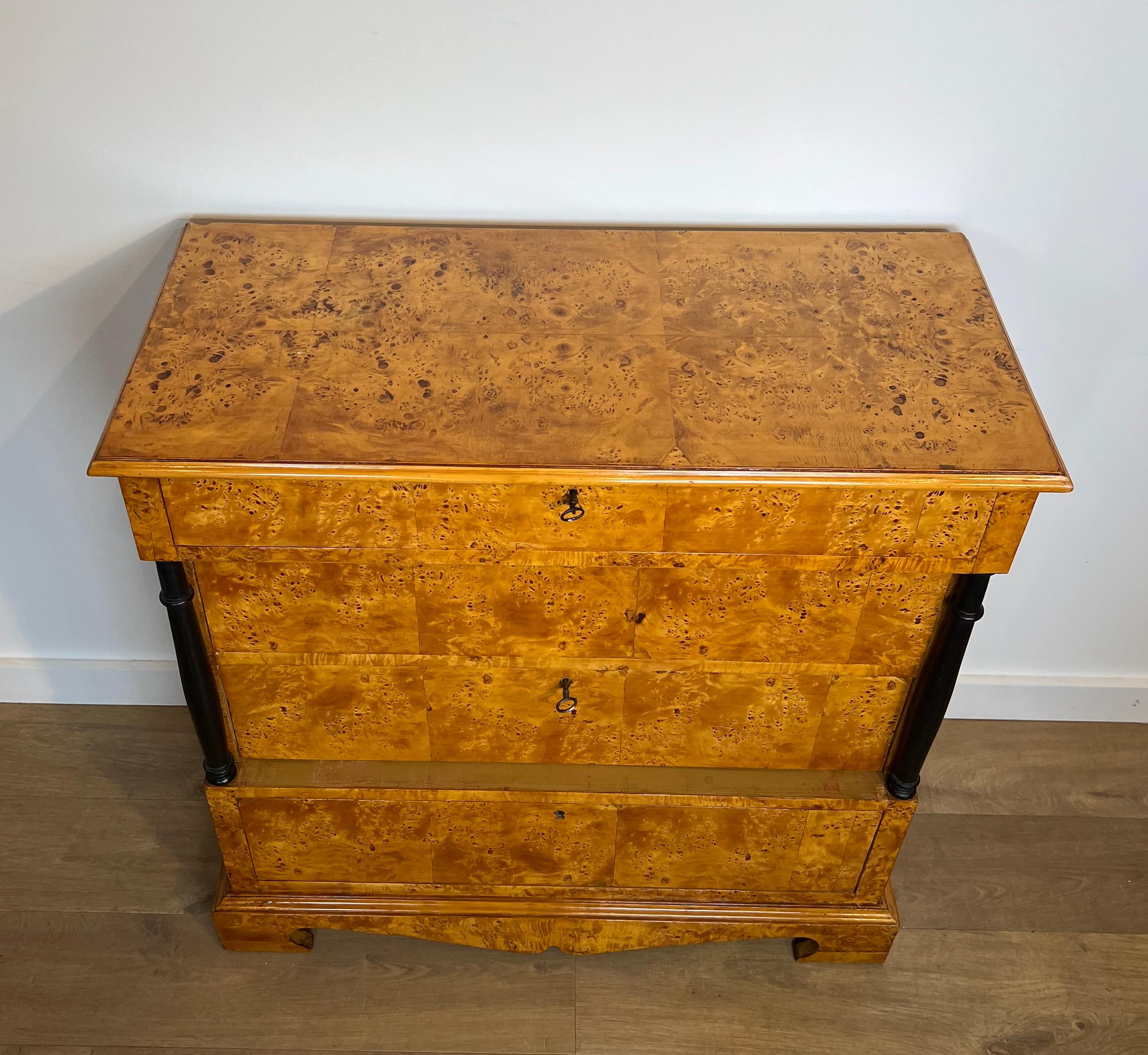 German Biedermeier Style Chest of Drawers With Four Drawers in Maple. For Sale