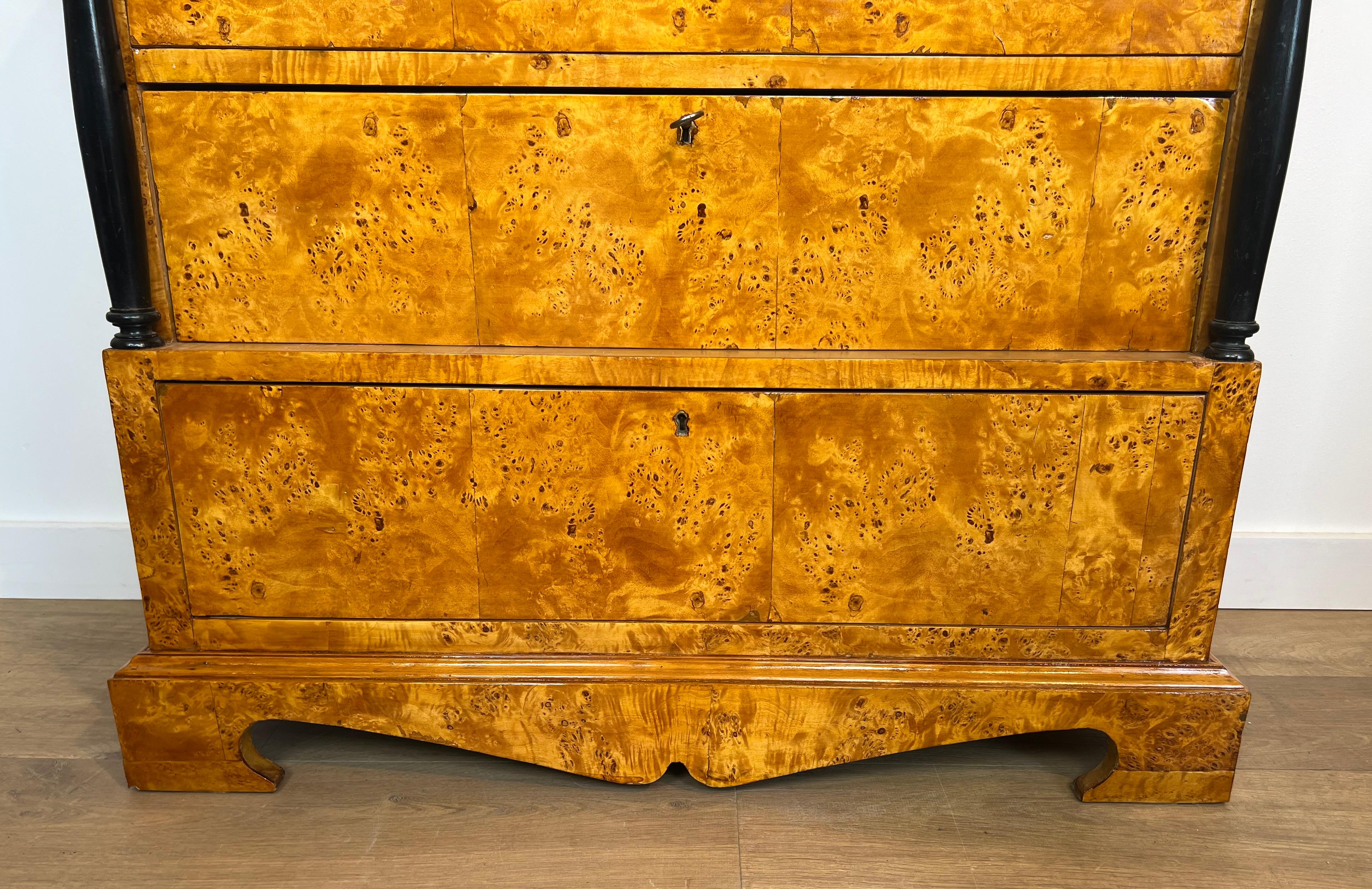 Biedermeier Style Chest of Drawers With Four Drawers in Maple. For Sale 3