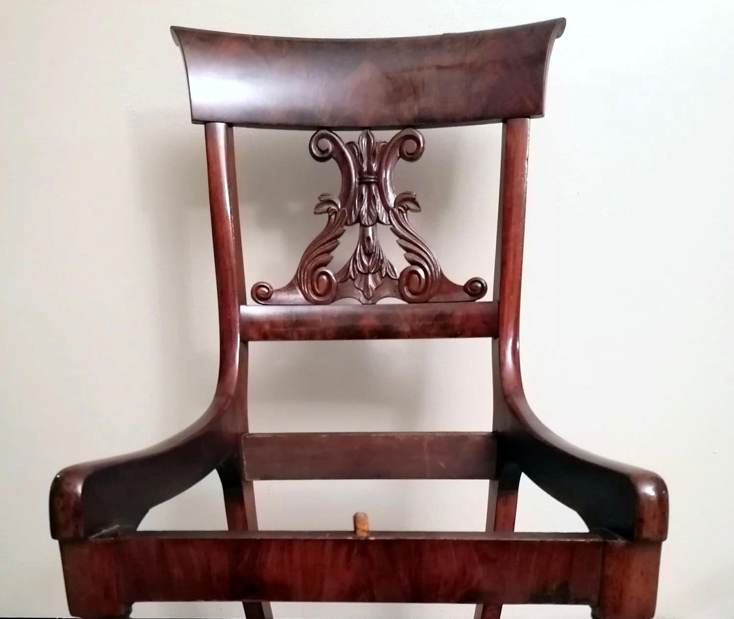 Biedermeier Style Danish Chair in Wood and Fabric For Sale 5