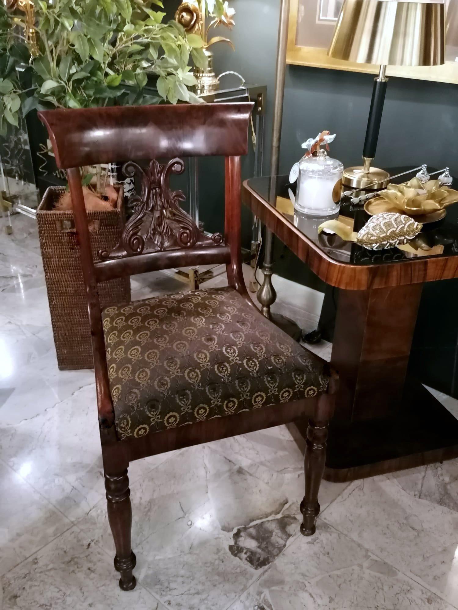 Biedermeier Style Danish Chair in Wood and Fabric For Sale 13