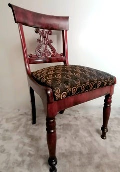 Biedermeier Style Danish Chair in Wood and Fabric