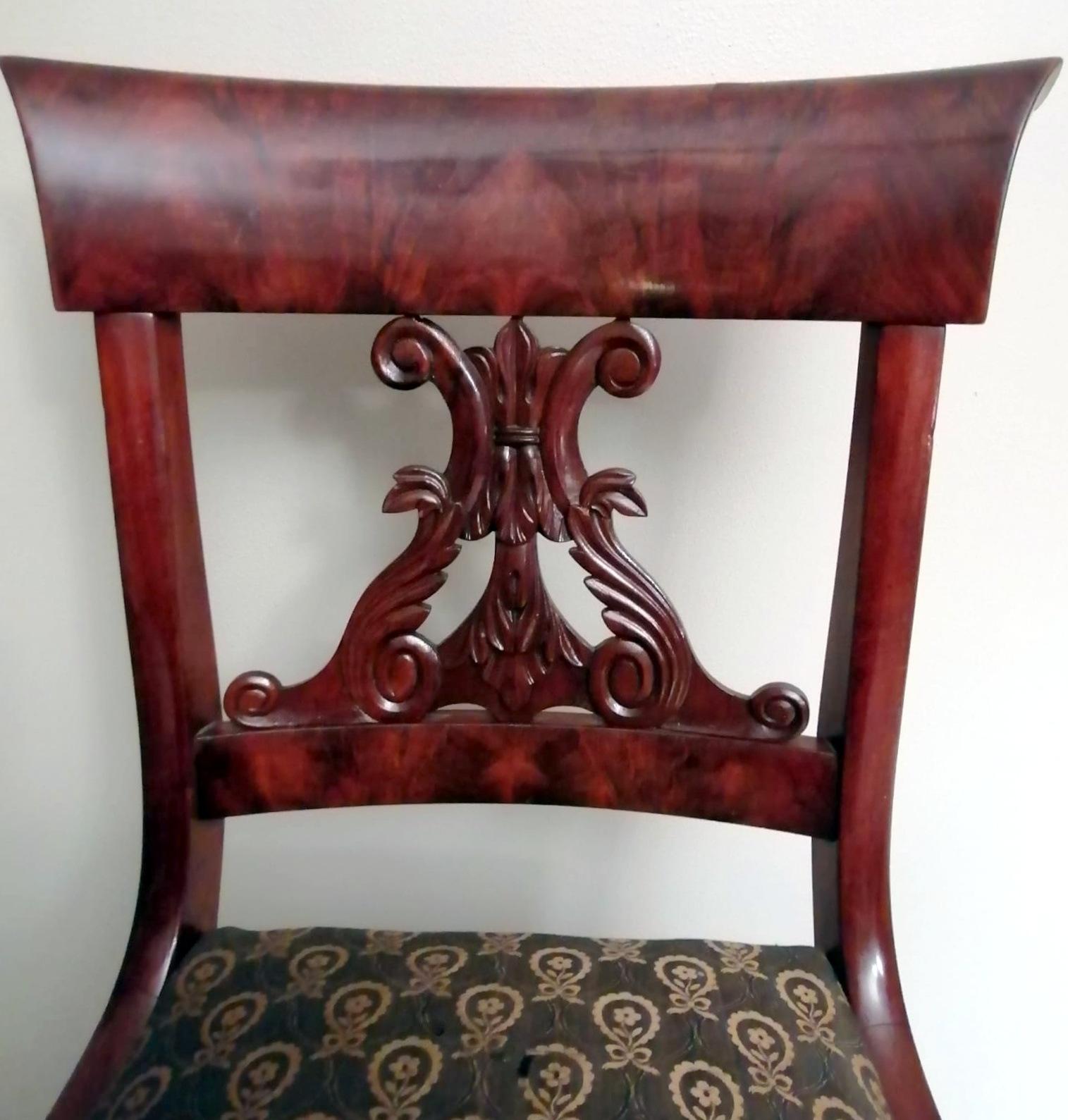 Biedermeier Style Danish Chair in Wood and Fabric In Good Condition For Sale In Prato, Tuscany