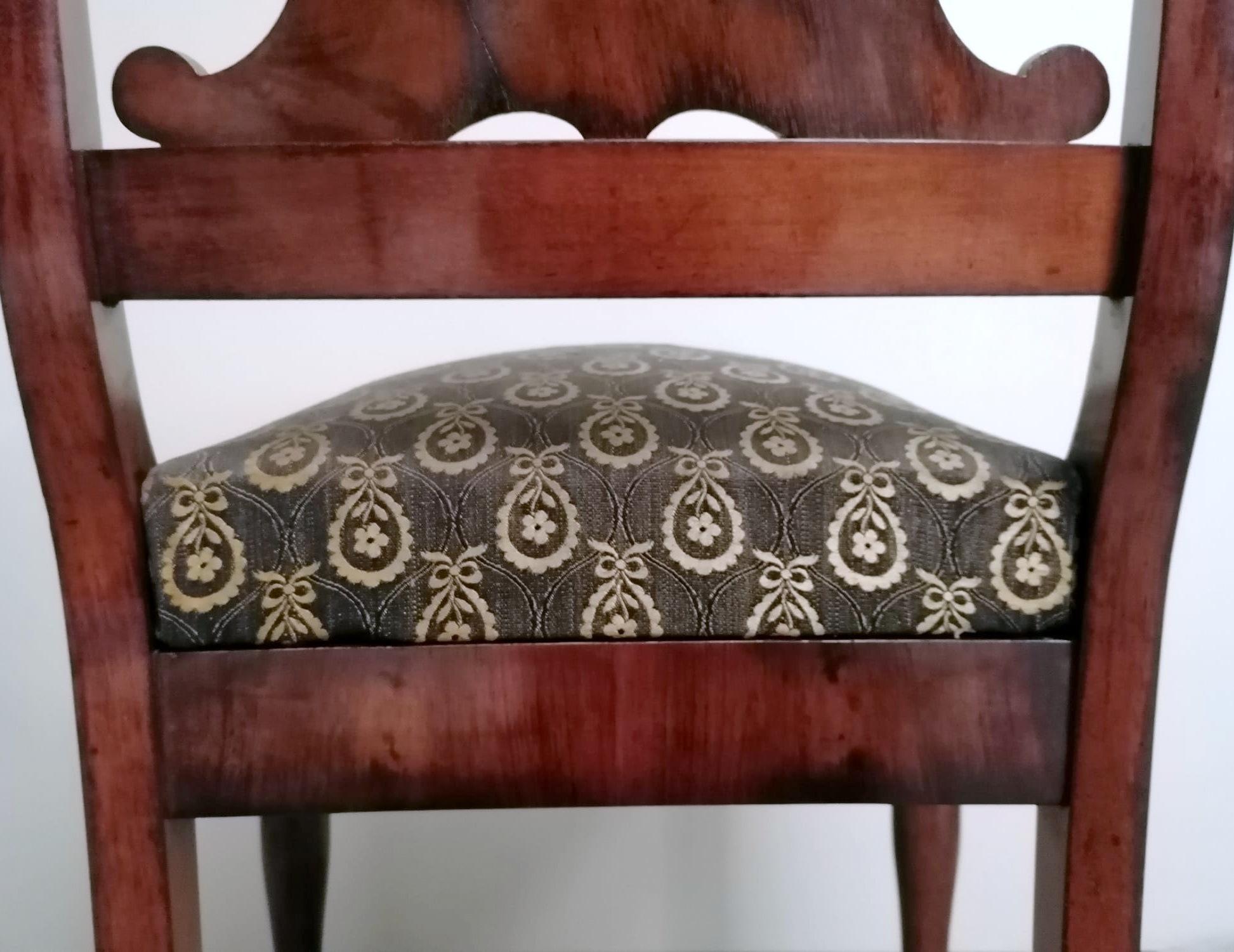 Biedermeier Style Danish Chair in Wood and Fabric For Sale 3