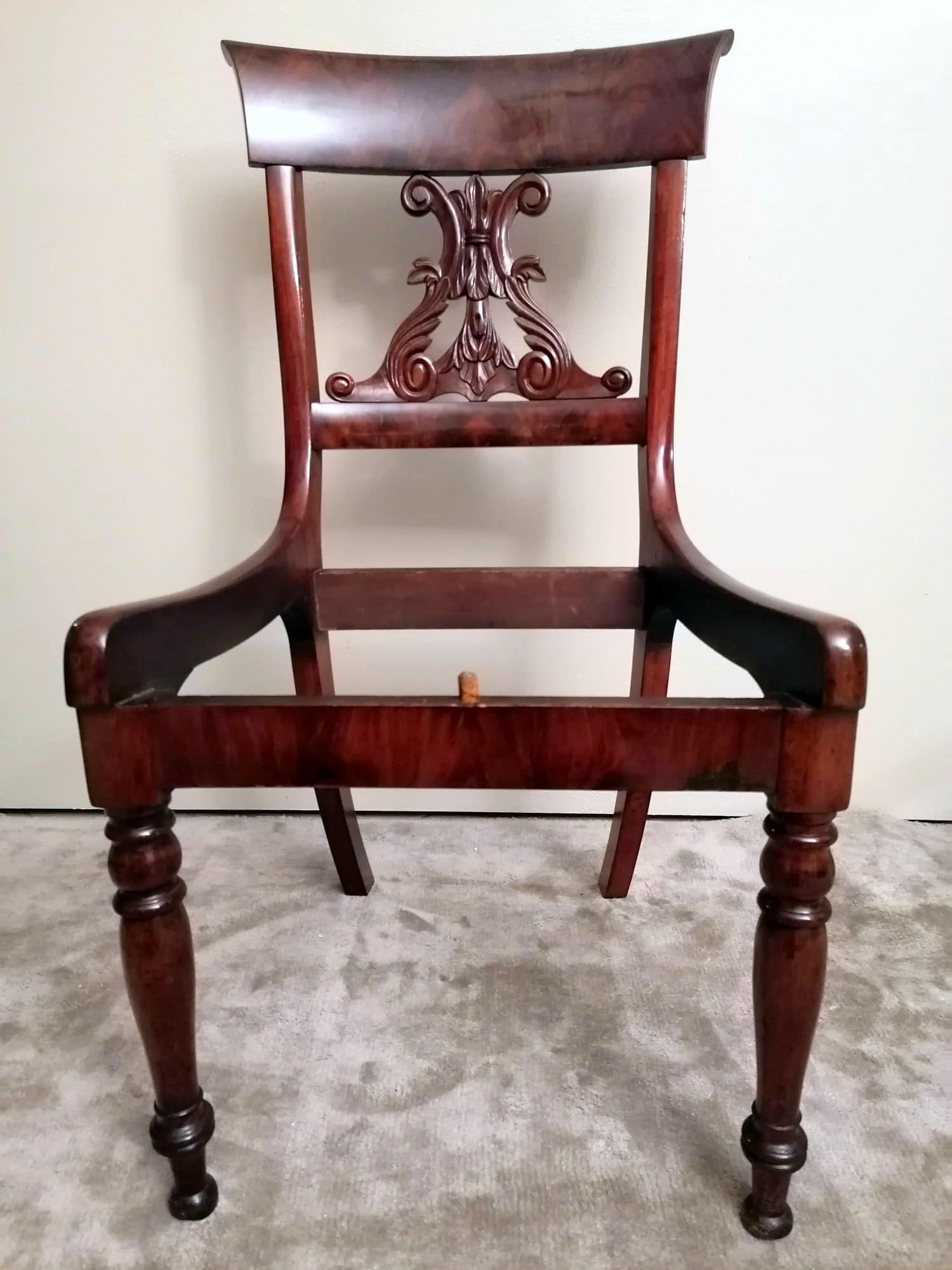 Biedermeier Style Danish Chair in Wood and Fabric For Sale 4