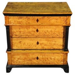Biedermeier Style Ebonzed Birch Four Drawer Chest Nightstand Circa 1890