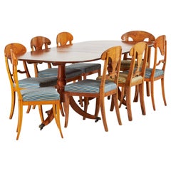Antique Biedermeier Style Extendable Dining Table mid 20th Century Swedish seats 8 210cm